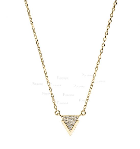 14K Gold 0.08 Ct. Diamond Arrowhead Charm Pendant Necklace Fine Jewelry