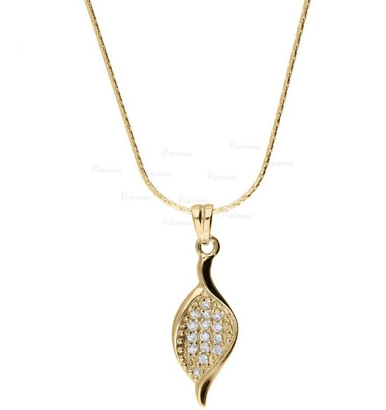 14K Gold 0.08 Ct. Diamond Unique Design Minimalist Pendant Necklace