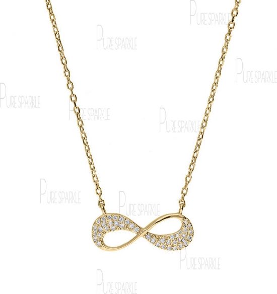 14K Gold 0.18 Ct. Diamond Infinity Knot Pendant Necklace Fine Jewelry