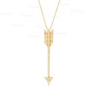 14K Gold 0.27 Ct. Diamond Arrow Charm Pendant Necklace Fine Jewelry