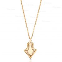 14K Gold 0.20 Ct. Diamond Shield Charm Vintage Style Pendant Necklace