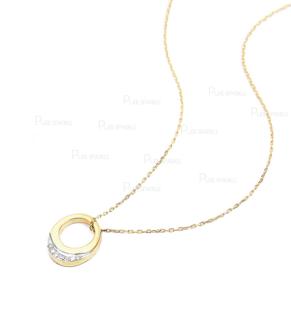 14K Gold 0.06 Ct. Diamond Minimalist New Pendant Necklace Fine Jewelry