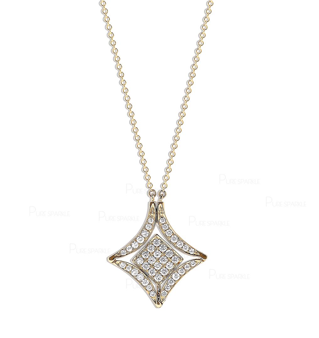 14K Gold 0.30 Ct. Diamond Minimal Wedding Pendant Necklace Fine Jewelry