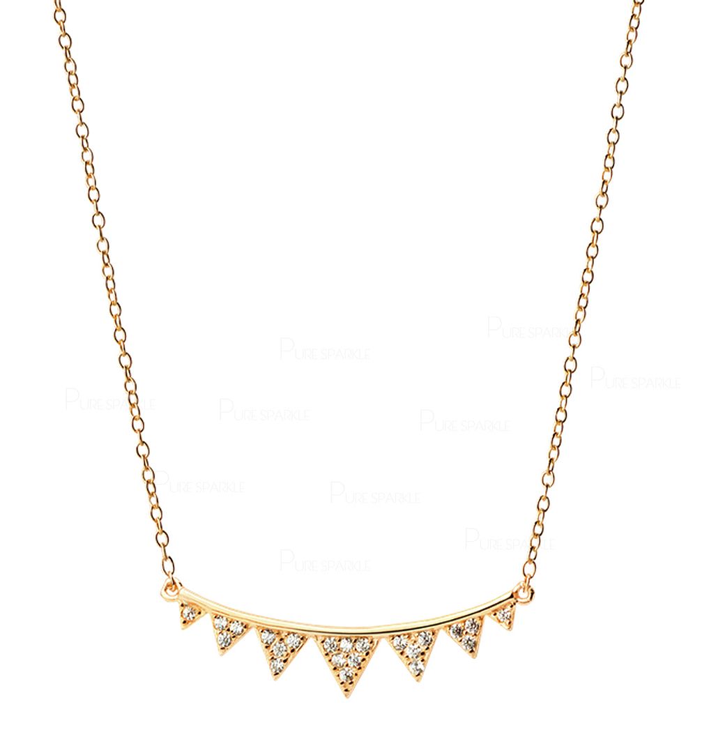 14K Gold 0.21 Ct. Diamond Multi Triangles Pendant Necklace Fine Jewelry