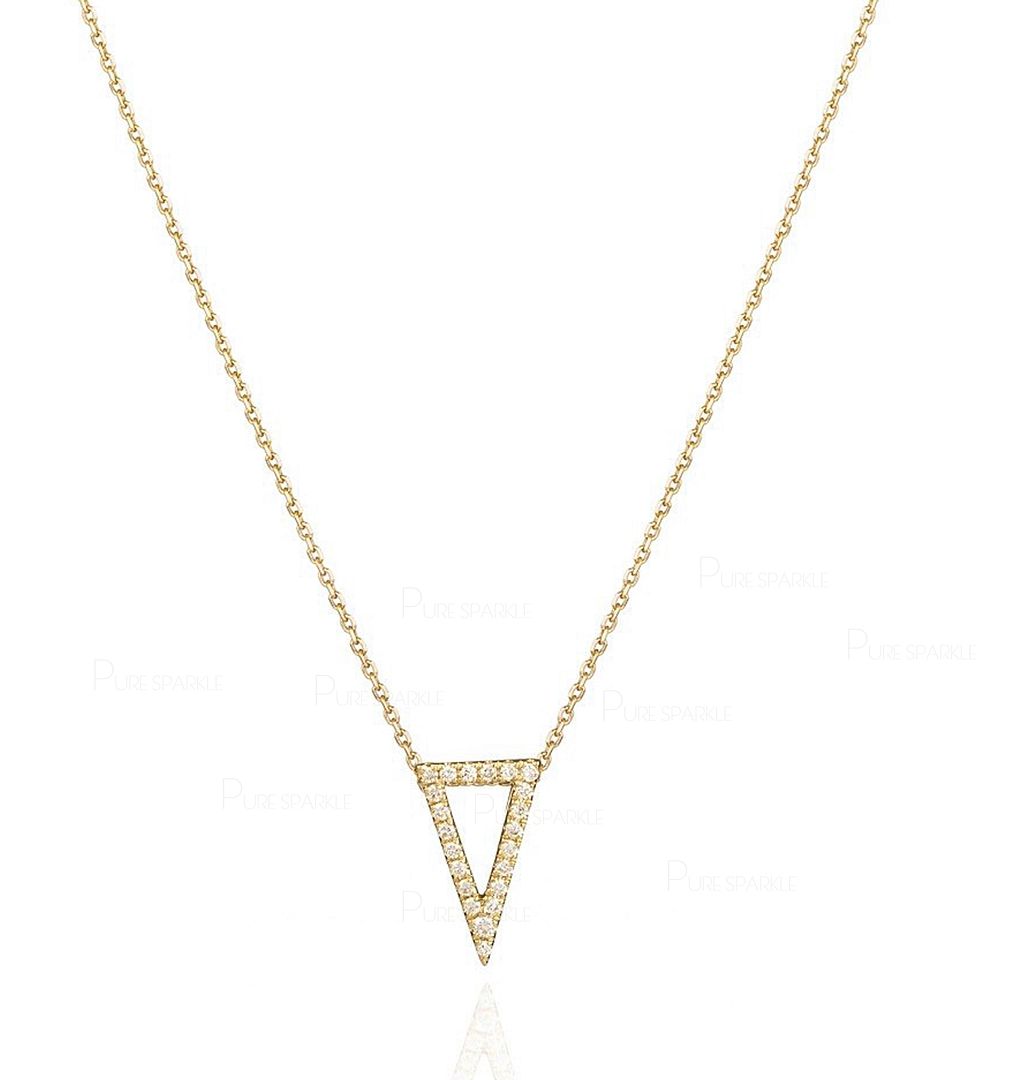 14K Gold 0.15 Ct. Diamond Arrowhead Charm Pendant Necklace Fine Jewelry