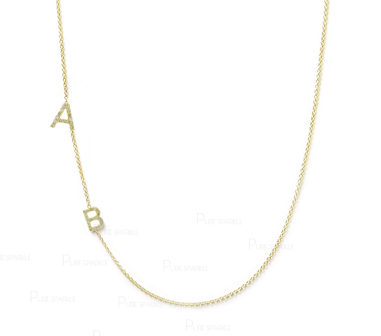 14K Gold Pave Diamond Initial A-Z Alphabet Personalized Necklace (1 Pc.)
