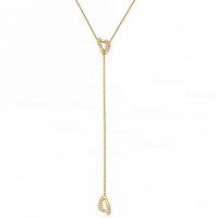 14K Gold 0.20 Ct. Diamond Sail Charm Drop Lariat Necklace Fine Jewelry