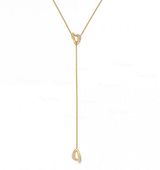 14K Gold 0.20 Ct. Diamond Sail Charm Drop Lariat Necklace Fine Jewelry