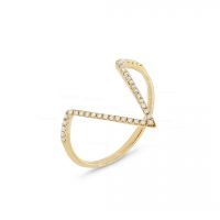 14K Gold 0.15 Ct. Diamond V Shape Ring Birthday Gift Fine Jewelry