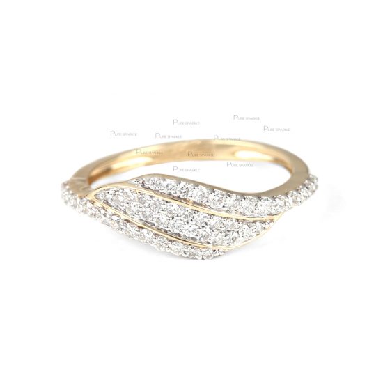 14K Gold 0.23 Ct. Diamond Wave Design Anniversary Ring Fine Jewelry