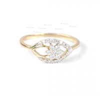 14K Gold 0.16 Ct. Diamond Floral And Eye Design Ring Fine Jewelry