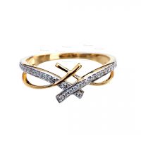14K Gold 0.17 Ct. Diamond Cross Design Ring Fine Jewelry Size-3 to 8 US