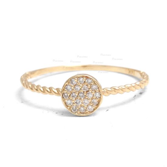 14K Gold 0.12 Ct. Diamond Disc Twisted Ring Fine Jewelry Size-3 to 8 US