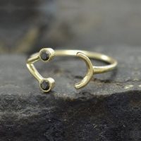 14K Gold 0.07 Ct. Black Diamond Open Cuff Ring Fine Jewelry Size-3 to 8