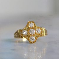 14K Gold 0.13 Ct. Diamond Floral Design Ring Fine Jewelry Size-3 to 8 US