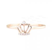 14K Gold 0.05 Ct. Diamond Crown Design Engagement Ring Fine Jewelry