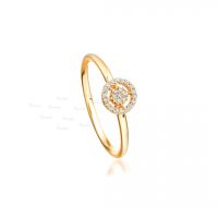 14K Gold 0.13 Ct. Diamond Concentric Circles Design Ring Fine Jewelry