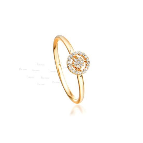 14K Gold 0.13 Ct. Diamond Concentric Circles Design Ring Fine Jewelry