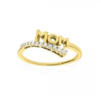 14K Gold 0.12 Ct. Diamond Mom Ring Mother's Day Gift Fine Jewelry