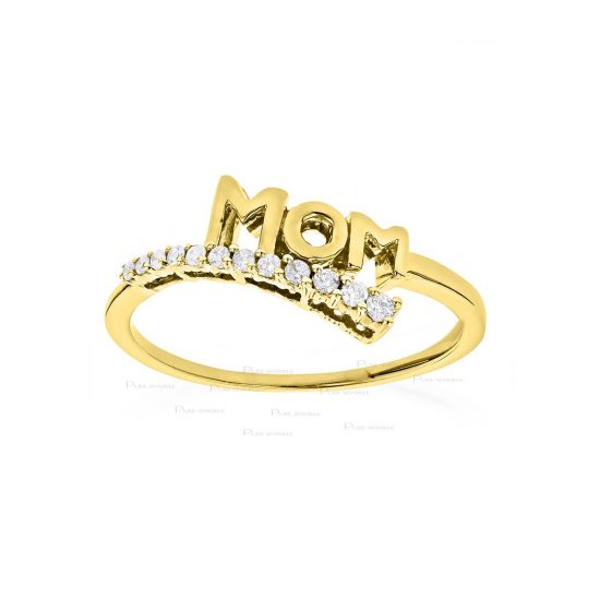 14K Gold 0.12 Ct. Diamond Mom Ring Mother's Day Gift Fine Jewelry