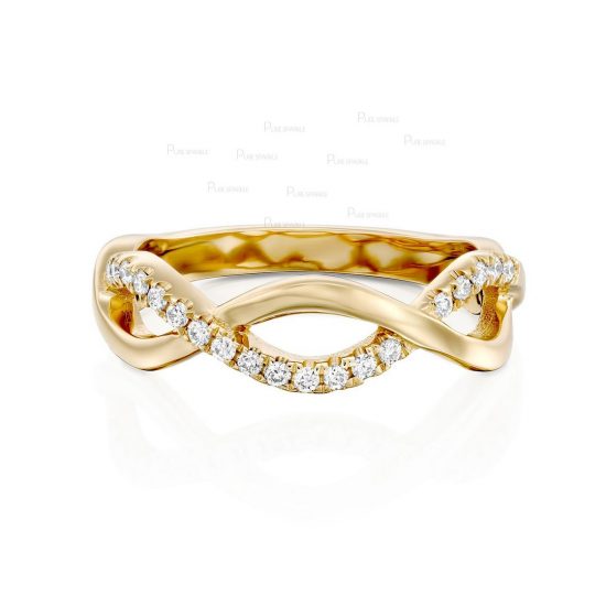 14K Gold 0.09 Ct. Diamond Infinity Knot Design Promise Ring Fine Jewelry