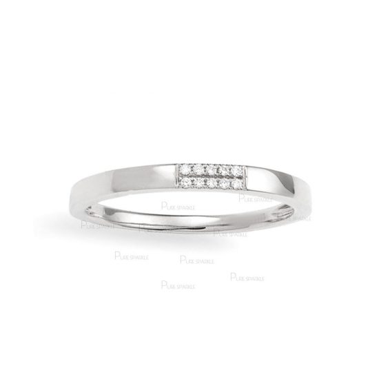 14K Gold 0.05 Ct. Diamond Wedding Band Ring Fine Jewelry Size-3 to 7 US
