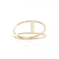 14K Gold 0.06 Ct. Diamond Double Band Stacking Ring Fine Jewelry