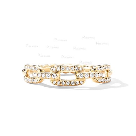 14K Gold 0.23 Ct. Diamond Linked Chain Wedding Ring Fine Jewelry