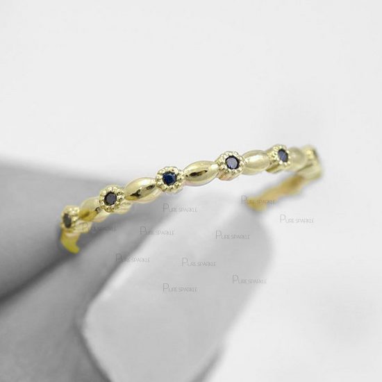 14K Gold 0.12Ct. Black Diamond Engagement Wedding Band Ring Fine Jewelry