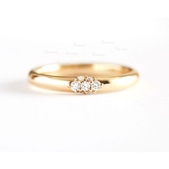 14K Gold 0.10 Ct. Diamond 2.8 mm Wide Wedding Band Ring Fine Jewelry