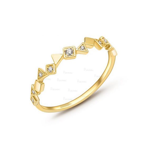 14K Gold 0.10 Ct. Diamond Birthday Gift Ring Fine Jewelry Size-3 to 8 US