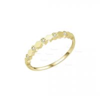 14K Gold 0.05 Ct. Diamond tiny Honeycombs Design Ring Fine Jewelry
