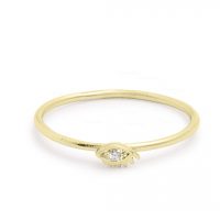 14K Gold 0.01 Ct. Diamond Evil Eye Ring Fine Jewelry Size -3 to 8 US