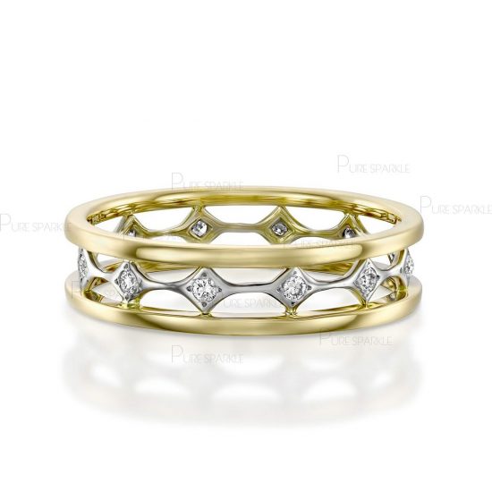 14K Gold 0.13 Ct. Diamond Double Shank Wedding Ring Fine Jewelry