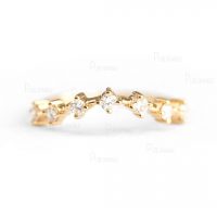 14K Gold 0.15 Ct. Diamond Curved Wedding Band Ring Fine Jewelry