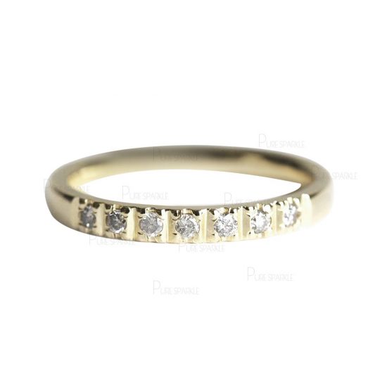 14K Gold 0.07 Ct. Pave Diamond Engagement Comfort Fit Wedding Band Ring