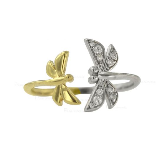 14K Gold 0.09 Ct. Diamond Two Tone (Yellow & White) Butterfly Fine Ring