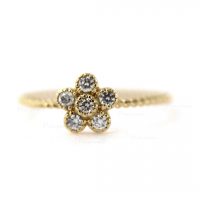 14K Gold 0.15 Ct. Diamond Twisted Floral Band Ring Wedding Fine Jewelry