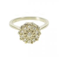 14K Gold 0.18Ct. Diamond Cluster Wedding Ring Fine Jewelry Size-3 to 8US