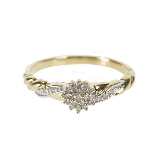 14K Gold 0.14 Ct. Diamond Vintage Floral Wedding Ring Fine Jewelry
