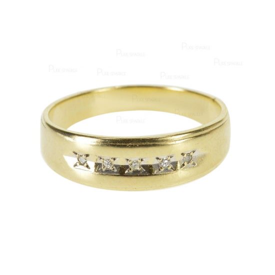 14K Gold 0.03 Ct. Diamond Wedding Engagement Band Ring Fine Jewelry