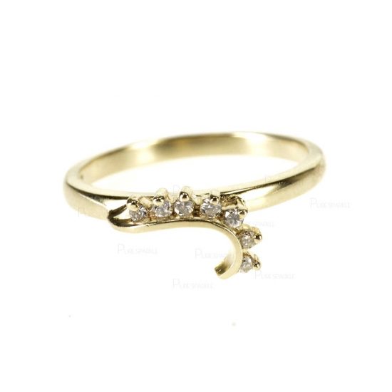 14K Gold 0.07 Ct. Diamond Wavy Design Cluster Ring Fine Jewelry