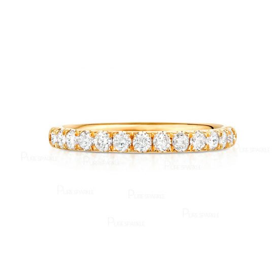 14K Gold 0.13 Ct. Diamond Wedding Half Eternity Band Ring Fine Jewelry