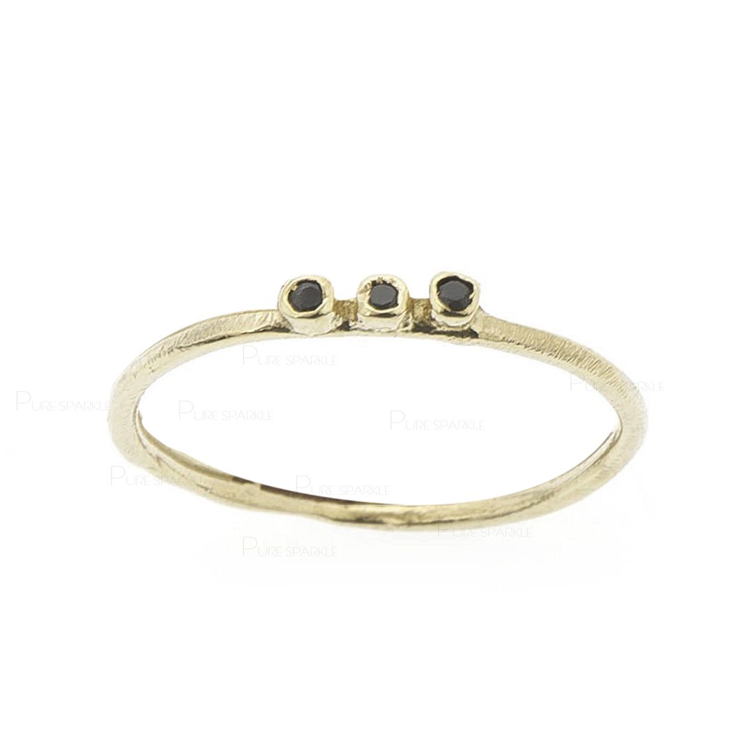 14K Gold 0.10 Ct. Three Black Diamond Wedding Ring Fine Jewelry