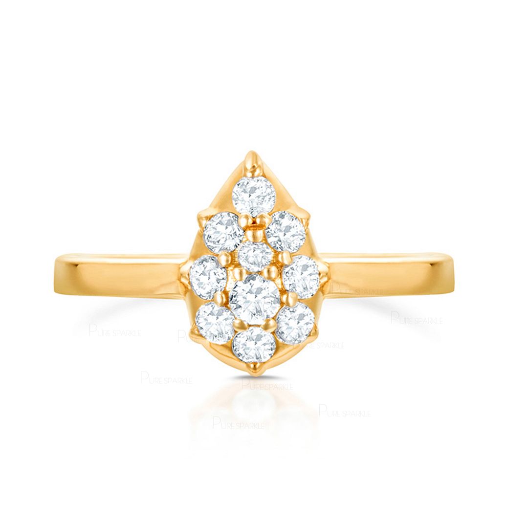 14K Gold 0.20 Ct. Diamond Pear Shape Wedding Ring Fine Jewelry