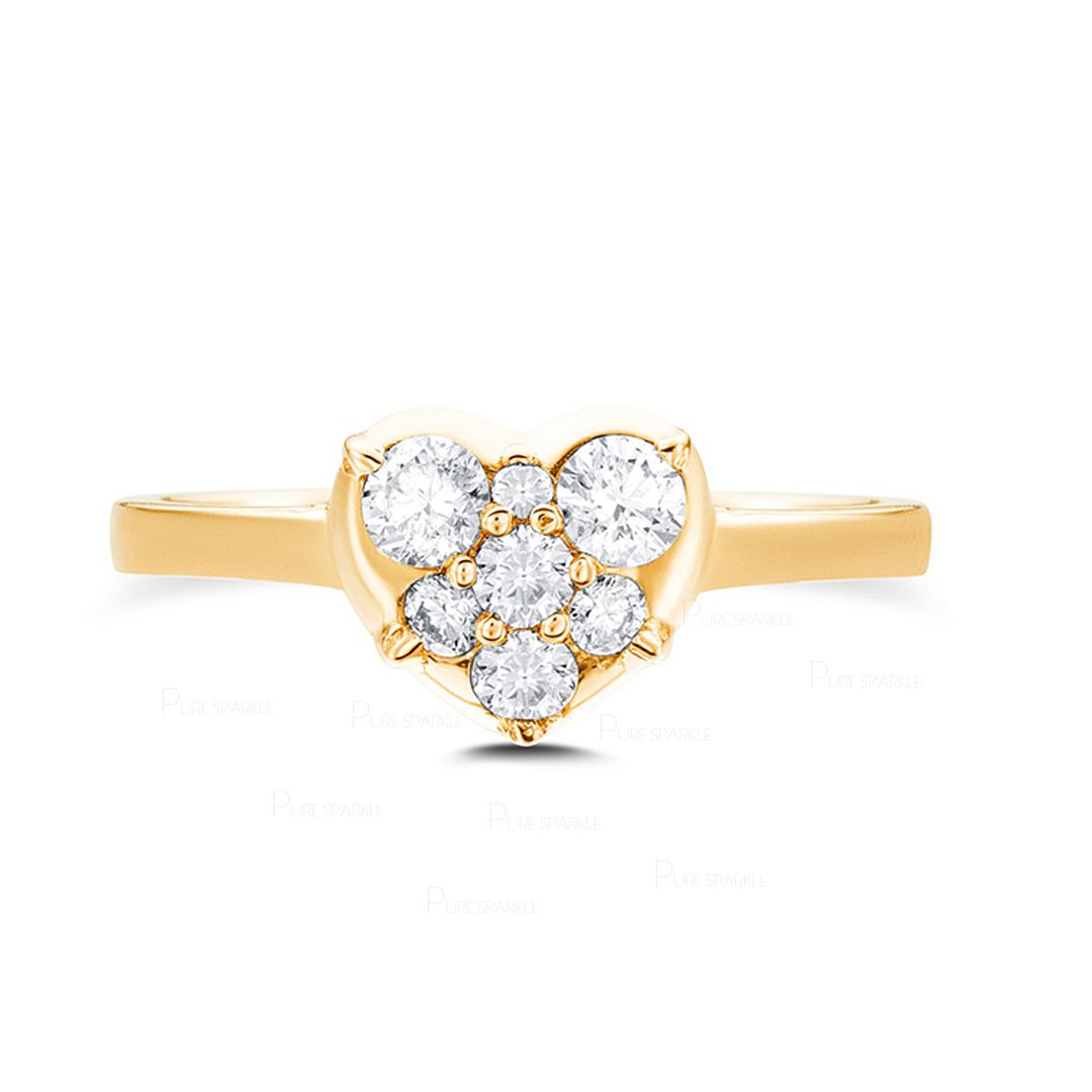 14K Gold 0.15 Ct. Diamond Heart Design Promise Ring Fine Jewelry
