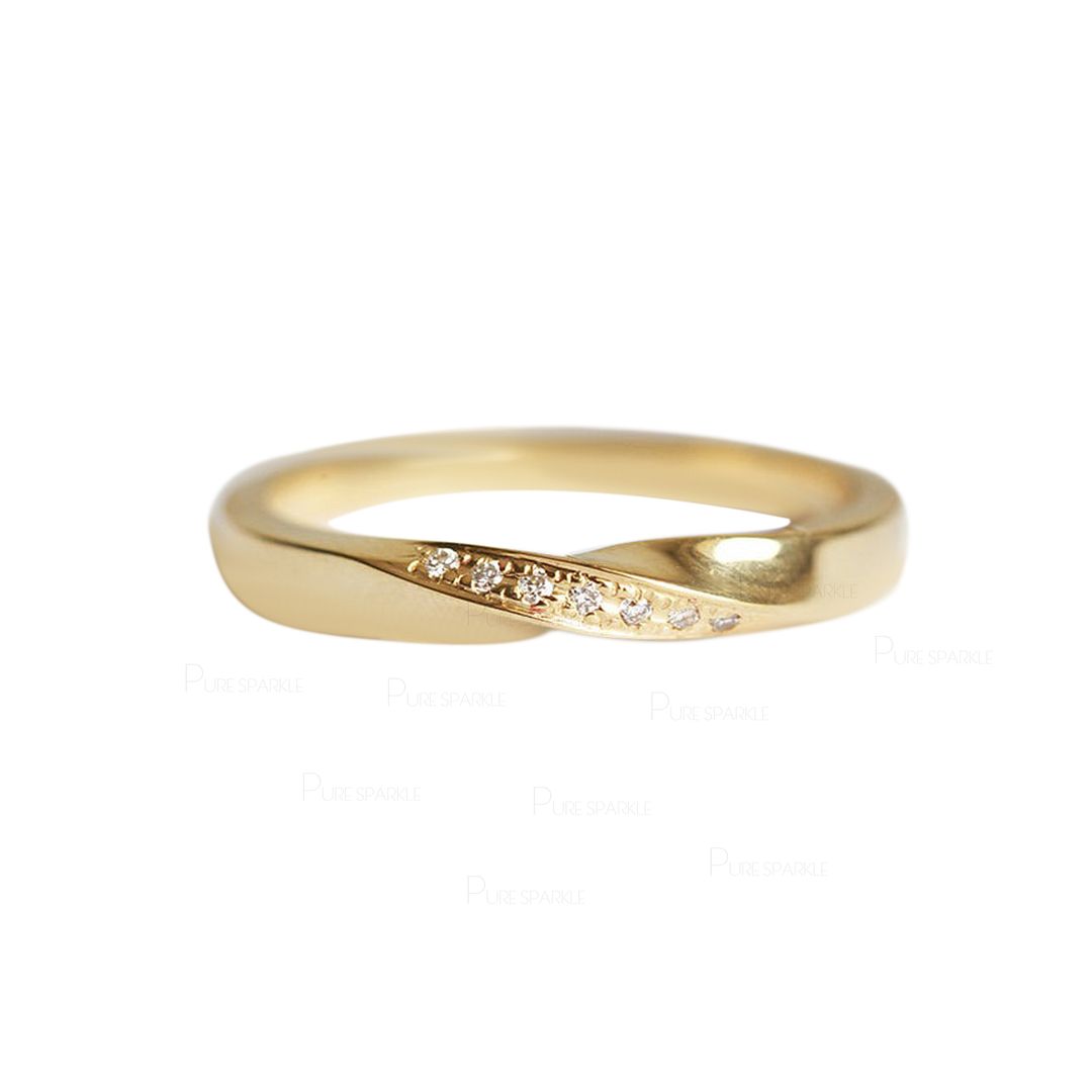 14K Gold 0.05 Ct. Diamond Twisted Wedding Engagement Ring Fine Jewelry