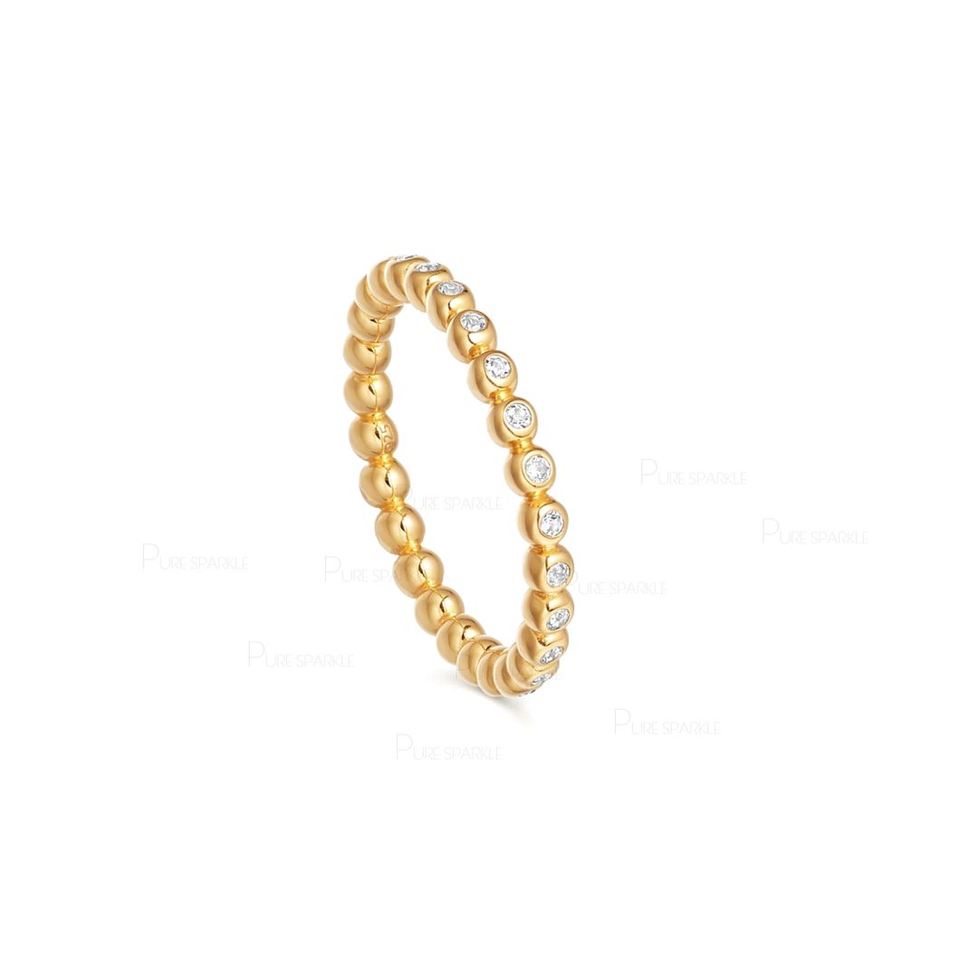 14K Gold 0.26Ct. Diamond Beaded Eternity Ring Fine Jewelry Size-3 to 8US