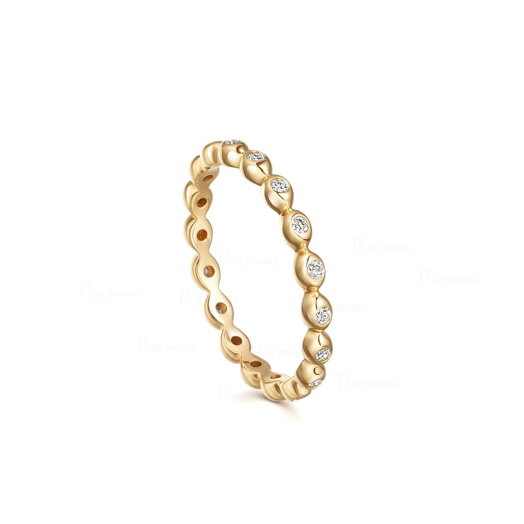 14K Gold 0.25Ct. Diamond Beaded Eternity Ring Fine Jewelry Size-3 to 8US
