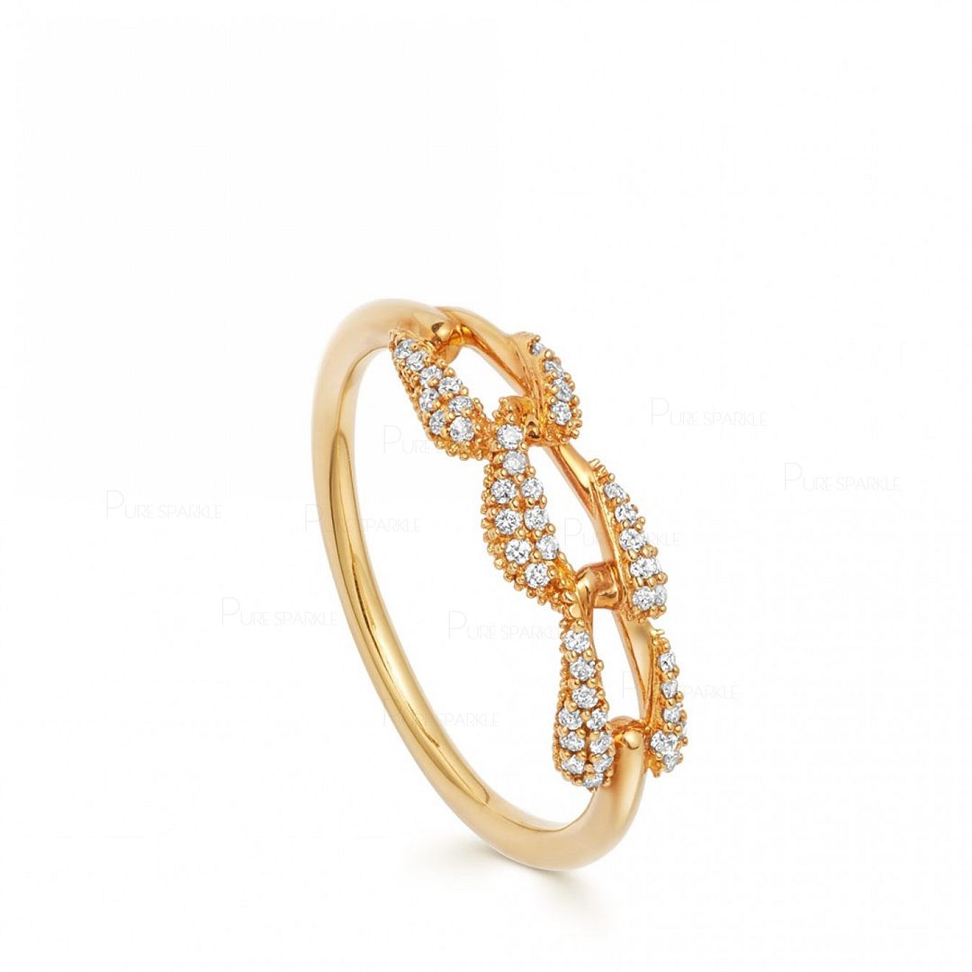 14K Gold 0.25 Ct. Diamond Linked Sail Design Ring Fine Jewelry